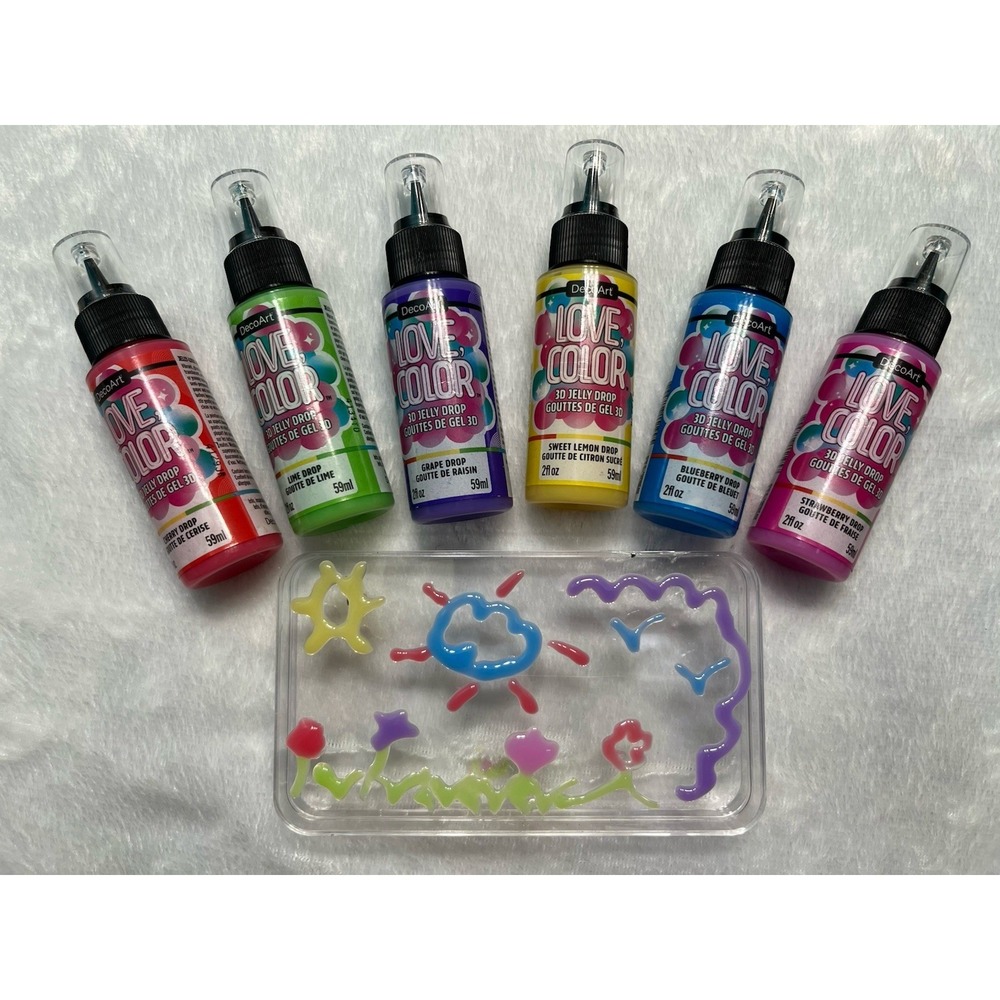 DecoArt Love Color 3D Jelly Drops Paint Set – 6 Pack – Dimensional Craft Paint